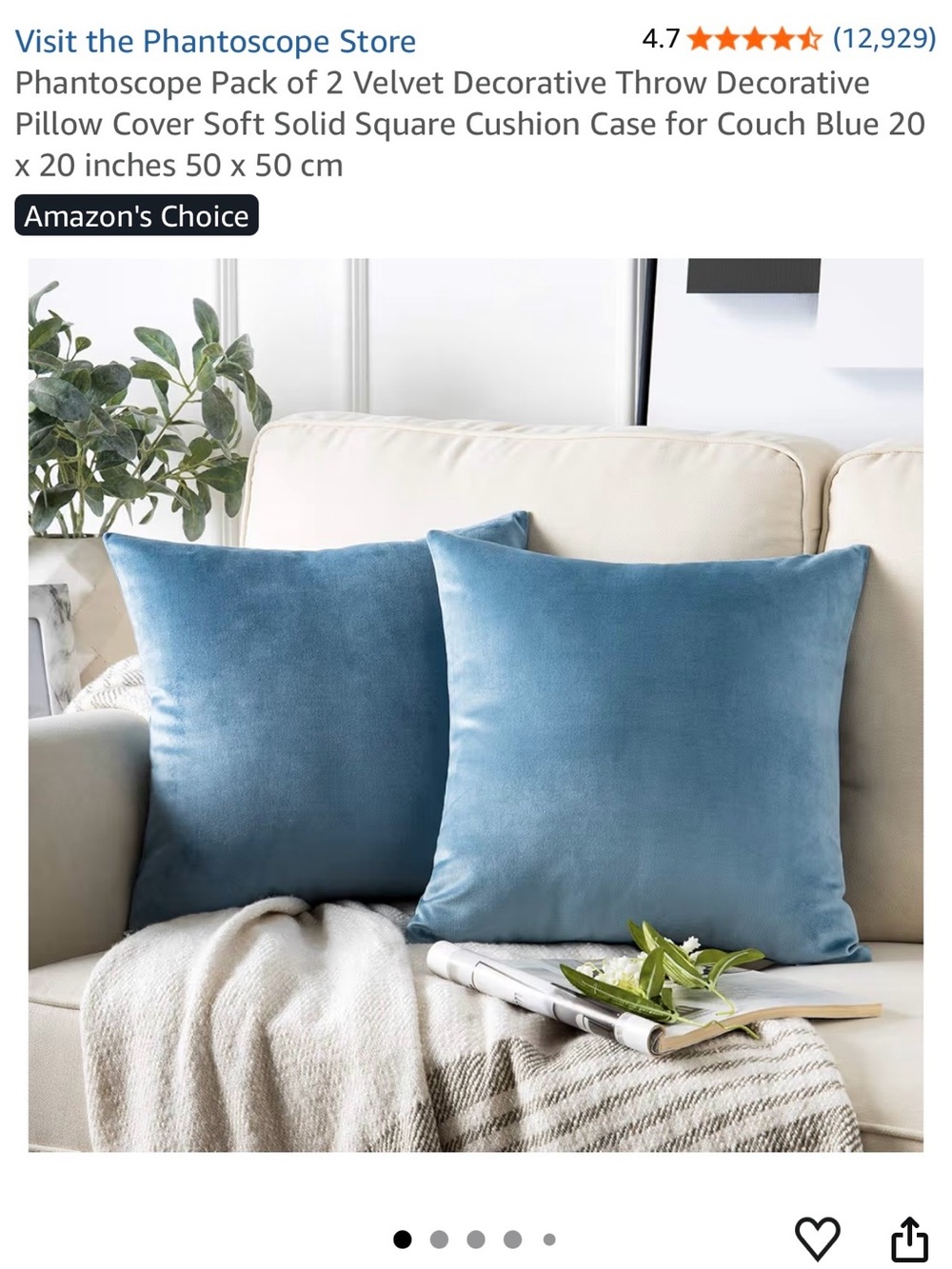 Velvet Throw Pillow Covers - Blue (Pack of 2)